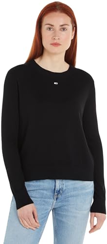 Tommy Jeans Damen Pullover Rundhalsausschnitt, Schwarz (Black), XL von Tommy Jeans