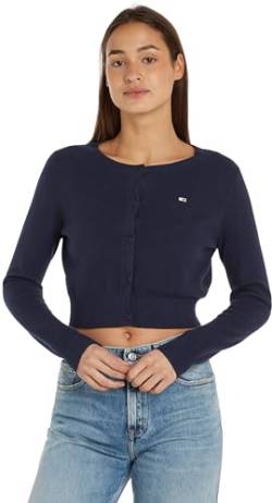 Tommy Jeans Damen Strickjacke Essential Cardigan Rundhalsausschnitt, Blau (Dark Night Navy), L von Tommy Jeans