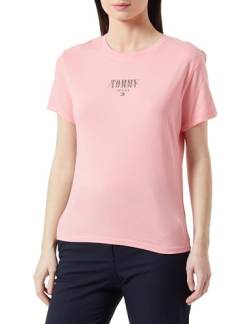 Tommy Jeans Damen T-Shirt Kurzarm Slim Rundhalsausschnitt, Rosa (Tickled Pink), XL von Tommy Jeans