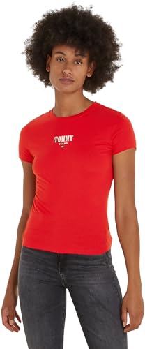 Tommy Jeans Damen T-Shirt Kurzarm Slim Rundhalsausschnitt, Rot (Deep Crimson), S von Tommy Jeans