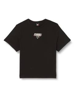 Tommy Jeans Damen T-Shirt Kurzarm Slim Rundhalsausschnitt, Schwarz (Black), 6XL von Tommy Jeans