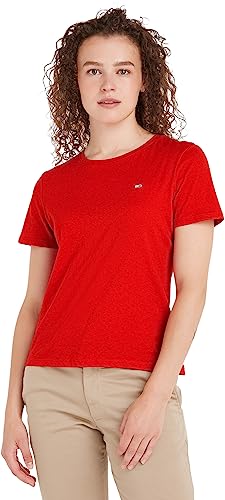 Tommy Jeans Damen T-Shirt Kurzarm TJW Soft Rundhalsausschnitt, Rot (Deep Crimson), S von Tommy Jeans