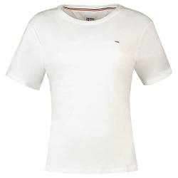 Tommy Jeans Damen T-Shirt Kurzarm TJW Soft Rundhalsausschnitt, Weiß (White), L von Tommy Jeans