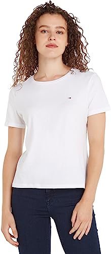 Tommy Jeans Damen T-Shirt Kurzarm TJW Soft Rundhalsausschnitt, Weiß (White), XS von Tommy Jeans