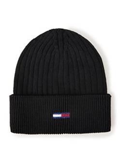 Tommy Jeans Damen TJW Flag Beanie AW0AW12628 Gestrickte Mütze, Schwarz, OS von Tommy Jeans