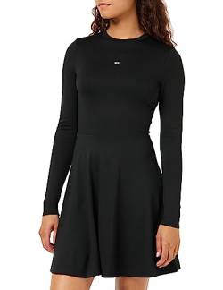 Tommy Jeans Damen TJW LS Dress DW0DW16926 Fit & Flare Kleider, Schwarz, XXS von Tommy Jeans