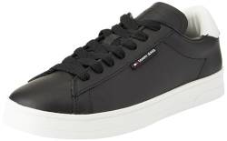 Tommy Jeans Herren Cupsole Sneaker Leather Schuhe, Schwarz (Black), 43 von Tommy Jeans