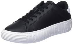 Tommy Jeans Herren Cupsole Sneaker Tommy Jeans Leather Outsole Schuhe, Schwarz (Black), 46 EU von Tommy Jeans