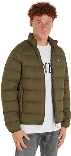 Tommy Jeans Herren Daunenjacke Essential Light Down Jacket Winter, Grün (Drab Olive Green), S von Tommy Jeans