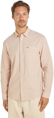 Tommy Jeans Herren Hemd Tjm Reg Linen Blend Shirt Freizeithemd, Beige (Tawny Sand), XL von Tommy Jeans