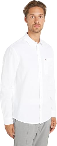 Tommy Jeans Herren Hemd Tjm Reg Linen Blend Shirt Freizeithemd, Weiß (White), XL von Tommy Jeans