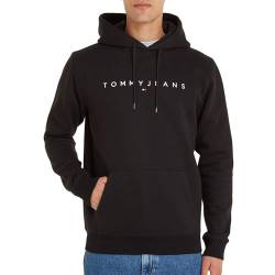 Tommy Jeans Herren Hoodie Regular Linear Logo mit Kapuze, Schwarz (Black), 4XL von Tommy Jeans
