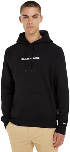 Tommy Jeans Herren Hoodie Regular Linear mit Kapuze, Schwarz (Black), M von Tommy Jeans