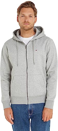 Tommy Jeans Herren Hoodie mit Reißverschluss TJM Regular Zipper, Grau (Light Grey Heather), S von Tommy Jeans