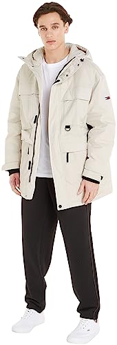 Tommy Jeans Herren Parka Tech Winter, Elfenbein (Newsprint), M von Tommy Jeans