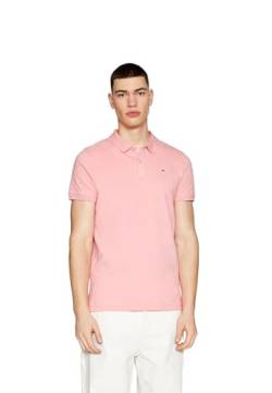 Tommy Jeans Herren Poloshirt Kurzarm Slim Fit, Rosa (Tickled Pink), XXL von Tommy Jeans