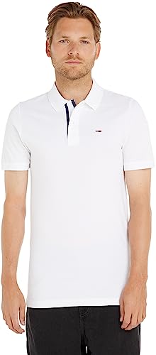 Tommy Jeans Herren Poloshirt Kurzarm TJM Slim Slim Fit, Weiß (White), S von Tommy Jeans