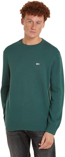 Tommy Jeans Herren Pullover Slim Essentials Sweater Rundhalsausschnitt, Grün (Court Green), S von Tommy Jeans