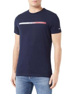 Tommy Jeans Herren T-Shirt Kurzarm Essential Flag Tee Rundhalsausschnitt, Blau (Dark Night Navy), S von Tommy Jeans