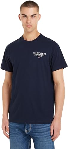 Tommy Jeans Herren T-Shirt Kurzarm Essential Graphic Tee Slim Fit, Blau (Dark Night Navy), L von Tommy Jeans