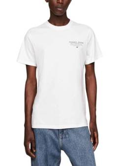 Tommy Jeans Herren T-Shirt Kurzarm Essential Graphic Tee Slim Fit, Weiß (White), L von Tommy Jeans