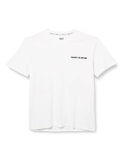 Tommy Jeans Herren T-Shirt Kurzarm Linear Chest Rundhalsausschnitt, Weiß (White), XS von Tommy Jeans