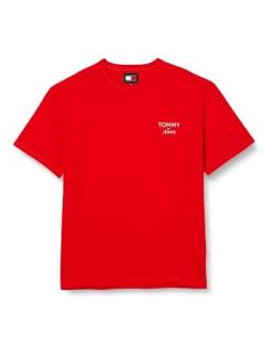 Tommy Jeans Herren T-Shirt Kurzarm Rundhalsausschnitt, Rot (Deep Crimson), L von Tommy Hilfiger