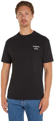 Tommy Jeans Herren T-Shirt Kurzarm Rundhalsausschnitt, Schwarz (Black), L von Tommy Jeans