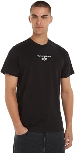 Tommy Jeans Herren T-Shirt Kurzarm Slim Rundhalsausschnitt, Schwarz (Black), 3XL von Tommy Jeans