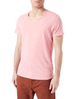 Tommy Jeans Herren T-Shirt Kurzarm Tjm Slim Jaspe V Neck V-Ausschnitt, Rosa (Tickled Pink), L von Tommy Jeans