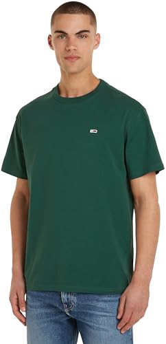 Tommy Jeans Herren T-Shirt Kurzarm Tjm Slim Jersey C Neck Ext Regular Fit, Grün (Court Green), XS von Tommy Jeans