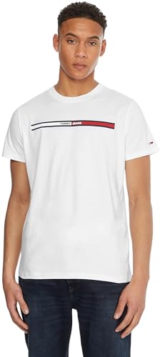 Tommy Jeans Herren TJM Essential Flag Tee S/S-T-Shirts, White, von Tommy Jeans