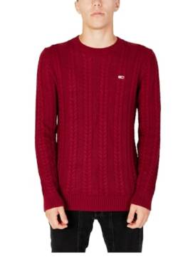 Tommy Jeans Herren TJM REG Cable Sweater DM0DM15059 Pullover, Rot, L von Tommy Jeans