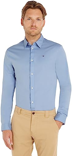 Tommy Jeans Herren Tjm Original Stretch Shirt Dm0dm04405 Langarmhemden Gewebte Oberteile, Blau (Lavender Lustre), M EU von Tommy Jeans