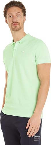 Tommy Jeans Herren Tjm Slim Placket Ext Dm0dm18312 Kurzarm Poloshirts, Grün, M EU von Tommy Jeans