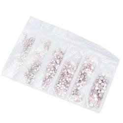 Bulk-Strasssteine, Flatback-Strasssteine-Set, DIY-Kristallglas-Strasssteine, Bulk-dekorative Strasssteine ​​für Nail-Art-Handyhüllen-Kostüme(Rosa+Weiß) von Tomotato