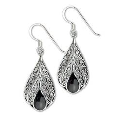 Ohrringe Onyx Ornament Tropfen Ohrhänger 925 Sterling Silber Damenohrringe von Toms-Silver