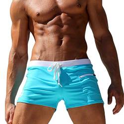 Tomwell Badeshorts Herren Kurz Badeshorts Eng Strandshorts Boxer Schwimmhose Sommer Schnelltrocknend Trainingshose Wassershorts Sport Kurze Hose mit Tasche und Tunnelzug Blau 3XL von Tomwell