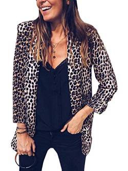 Tomwell Blazer Damen Cardigan Elegant Langarm Leopardenmuster Slim Fit Bolero Jacke Blazer (36, Leoparden Drucken) von Tomwell