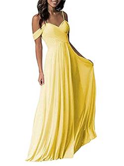 Tomwell Damen Ärmellos Kleider Camisole Elegant Knielang Partykleid Einfarbig A Linie Sommerkleid A Gelb L von Tomwell