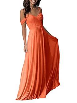 Tomwell Damen Ärmellos Kleider Camisole Elegant Knielang Partykleid Einfarbig A Linie Sommerkleid B Orange L von Tomwell