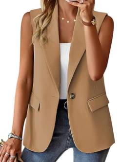 Tomwell Damen Blazer Business Anzug Elegant Anzugjacke Festlich Mantel Einfarbig Slim Fit Revers Geschäft Jacke Mode Cardigan Anzug Trenchcoat A Khaki S von Tomwell