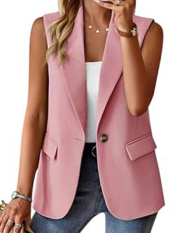 Tomwell Damen Blazer Business Anzug Elegant Anzugjacke Festlich Mantel Einfarbig Slim Fit Revers Geschäft Jacke Mode Cardigan Anzug Trenchcoat A Rosa XXL von Tomwell