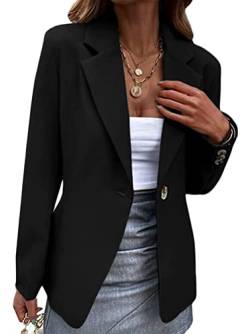 Tomwell Damen Blazer Elegant Langarm Einfarbig Anzüge Umlegekragen Business Büro Mantel Slim Bolero Jacke mit Tasche Z Schwarz L von Tomwell