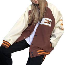 Tomwell Damen Bomberjacke College Oversized Patchwork Bedruckte Baseball Jacke 90S Vintage Racing Jacke Sweat Jacket Baseball Mantel N Weiß M von Tomwell