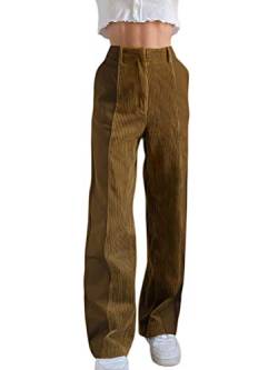 Tomwell Damen Cordhose Haremshose Elastischer Bund Lange Hosen Freizeithose Mit Tunnelzug Khaki S von Tomwell