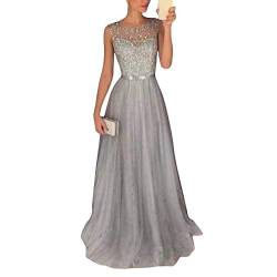 Tomwell Damen Elegant Langes Abendkleid Festliche Kleider Cocktailkleid Chiffon Faltenrock Kleid B Weiß 40 von Tomwell