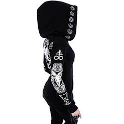 Tomwell Damen Gothic Kapuzenpullover Schwarz Punk Hoodie Mond Sweatshirt mit Kapuzen Sweatjacke Halloween Karneval Kostüm Streetwear Party Freizeit Kleidung C Schwarz 4XL von Tomwell