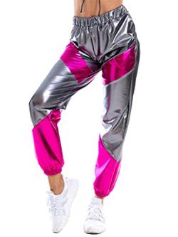 Tomwell Damen Hosen Sporthose Lose Casual Glänzende Illusion Sweathose Elastischer Bund Jogginghose mit Taschen Z Grau M von Tomwell