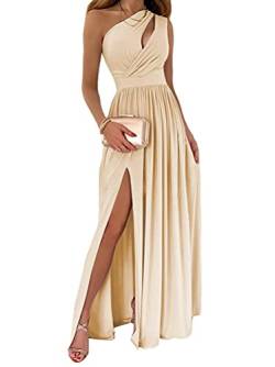 Tomwell Damen Kleid Ärmellose Cocktailkleider Knielang Abendkleider Elegant Spitzenkleid V-Ausschnitt Asymmetrisches Brautjungfernkleid B Khaki XL von Tomwell